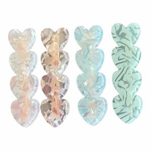 Acrylic Heart Hairclips- Set of 4